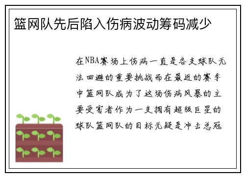 篮网队先后陷入伤病波动筹码减少